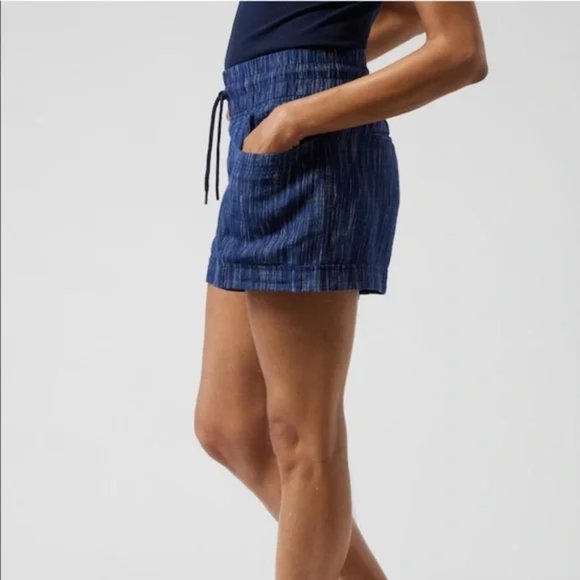 Athleta Cabo Linen Textured 4" Sorts Dress Blue Sz 2 - Picture 4 of 9